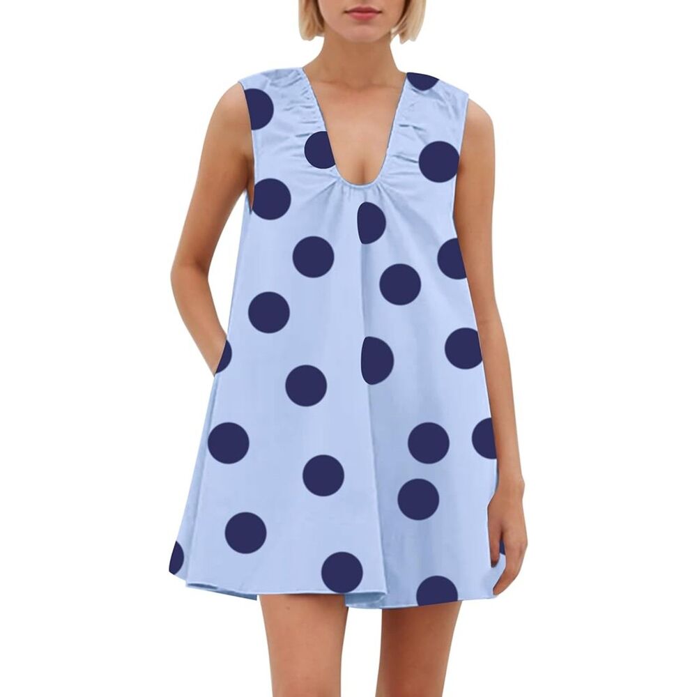 Sleeveless Babydoll Tank Mini Dress, Small, 3G-201D002